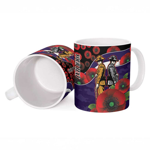 Fremantle Dockers ANZAC Personalised Ceramic Mug Lest We Forget Poppy Camo