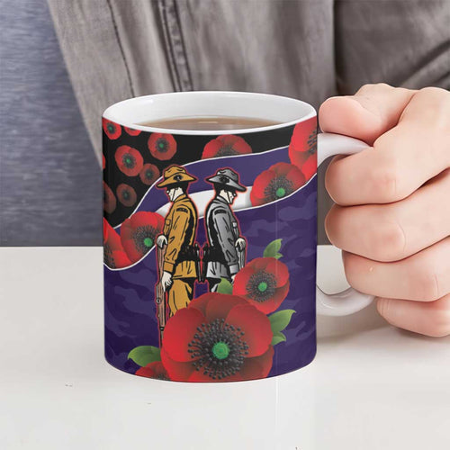 Fremantle Dockers ANZAC Personalised Ceramic Mug Lest We Forget Poppy Camo