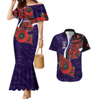Fremantle Dockers ANZAC Personalised Couples Matching Mermaid Dress and Hawaiian Shirt Lest We Forget Poppy Camo