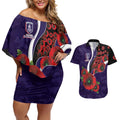 Fremantle Dockers ANZAC Personalised Couples Matching Off Shoulder Short Dress and Hawaiian Shirt Lest We Forget Poppy Camo