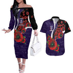 Fremantle Dockers ANZAC Personalised Couples Matching Off The Shoulder Long Sleeve Dress and Hawaiian Shirt Lest We Forget Poppy Camo