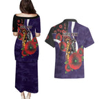 Fremantle Dockers ANZAC Personalised Couples Matching Puletasi and Hawaiian Shirt Lest We Forget Poppy Camo