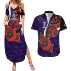 Fremantle Dockers ANZAC Personalised Couples Matching Summer Maxi Dress and Hawaiian Shirt Lest We Forget Poppy Camo