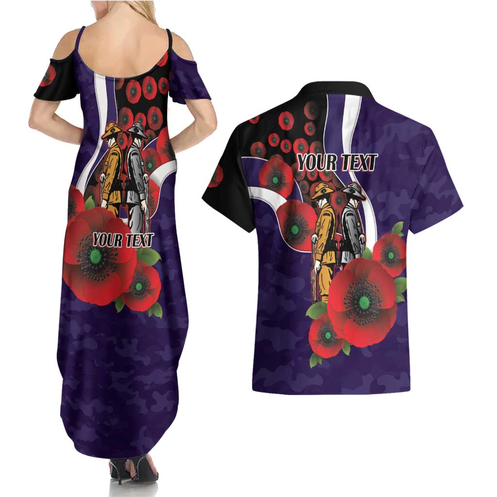 Fremantle Dockers ANZAC Personalised Couples Matching Summer Maxi Dress and Hawaiian Shirt Lest We Forget Poppy Camo