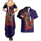 Fremantle Dockers ANZAC Personalised Couples Matching Summer Maxi Dress and Hawaiian Shirt Lest We Forget Poppy Camo