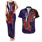 Fremantle Dockers ANZAC Personalised Couples Matching Tank Maxi Dress and Hawaiian Shirt Lest We Forget Poppy Camo