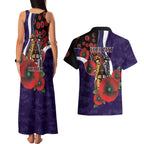 Fremantle Dockers ANZAC Personalised Couples Matching Tank Maxi Dress and Hawaiian Shirt Lest We Forget Poppy Camo