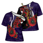 Fremantle Dockers ANZAC Personalised Cross Shoulder Shirt Lest We Forget Poppy Camo
