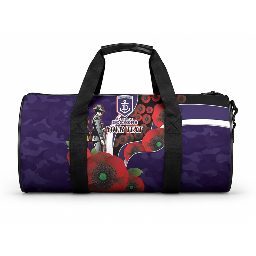 Fremantle Dockers ANZAC Personalised Duffle Bag Lest We Forget Poppy Camo