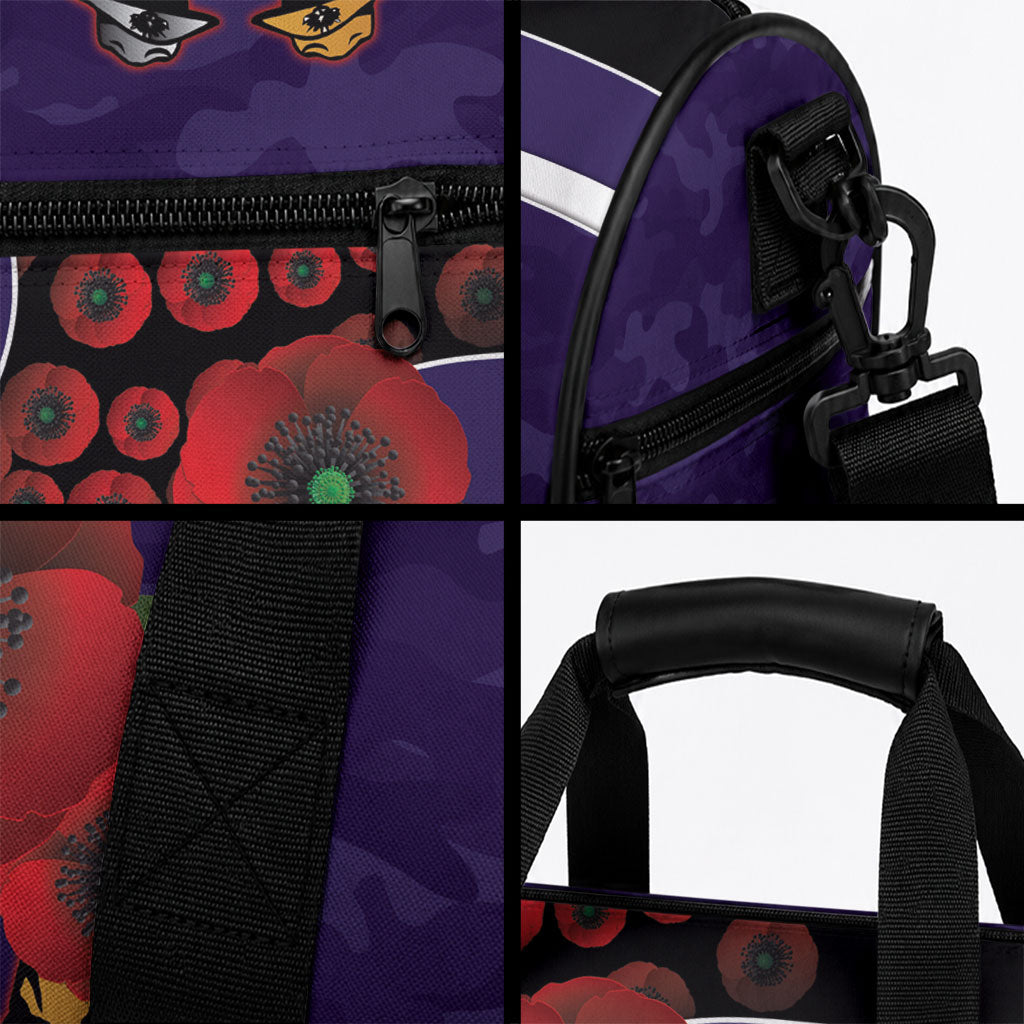 Fremantle Dockers ANZAC Personalised Duffle Bag Lest We Forget Poppy Camo