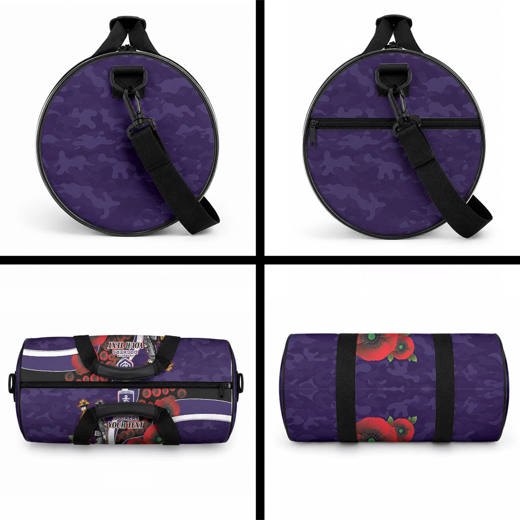 Fremantle Dockers ANZAC Personalised Duffle Bag Lest We Forget Poppy Camo