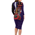 Fremantle Dockers ANZAC Personalised Family Matching Long Sleeve Bodycon Dress and Hawaiian Shirt Lest We Forget Poppy Camo