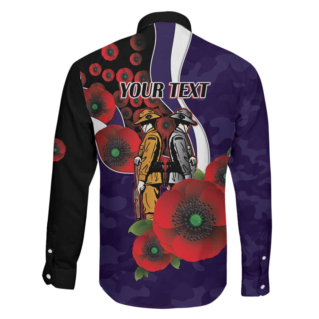 Fremantle Dockers ANZAC Personalised Family Matching Off Shoulder Maxi Dress and Hawaiian Shirt Lest We Forget Poppy Camo