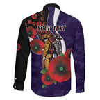Fremantle Dockers ANZAC Personalised Family Matching Off Shoulder Maxi Dress and Hawaiian Shirt Lest We Forget Poppy Camo