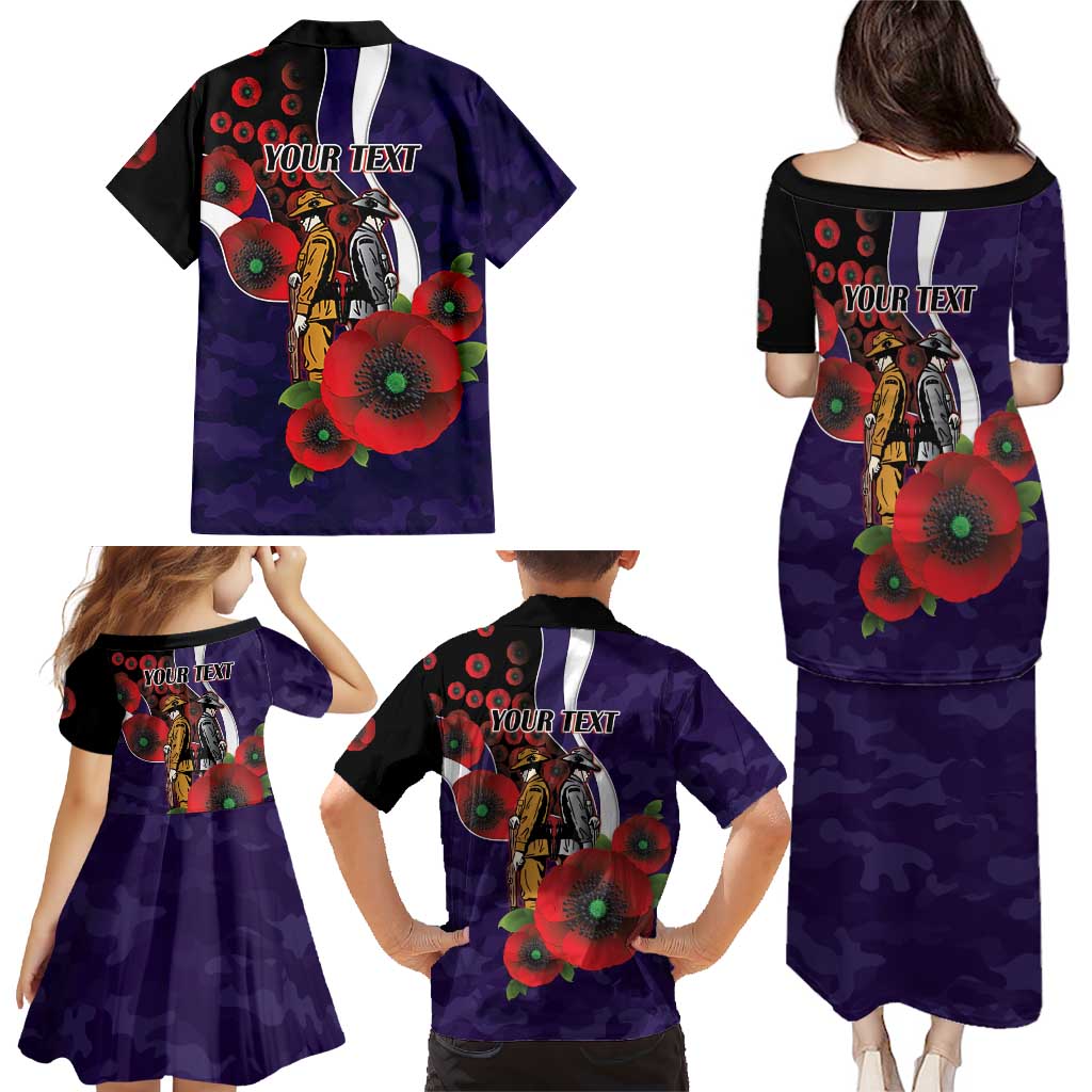 Fremantle Dockers ANZAC Personalised Family Matching Puletasi and Hawaiian Shirt Lest We Forget Poppy Camo