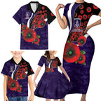 Fremantle Dockers ANZAC Personalised Family Matching Short Sleeve Bodycon Dress and Hawaiian Shirt Lest We Forget Poppy Camo