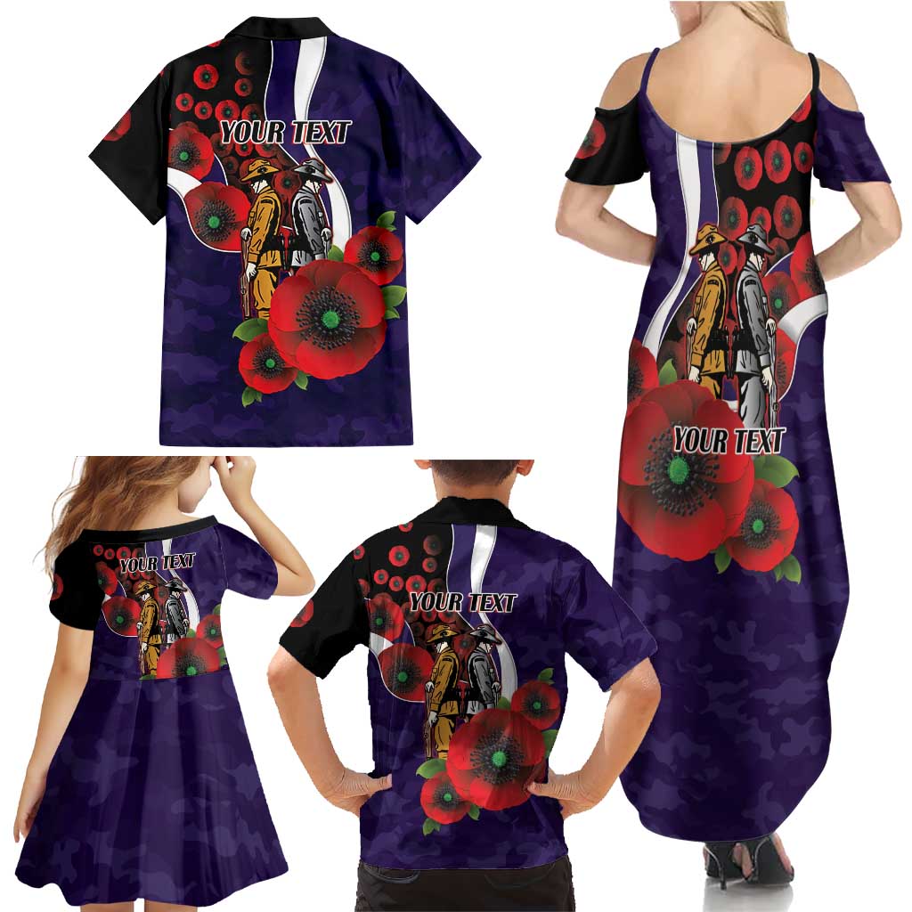 Fremantle Dockers ANZAC Personalised Family Matching Summer Maxi Dress and Hawaiian Shirt Lest We Forget Poppy Camo
