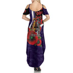 Fremantle Dockers ANZAC Personalised Family Matching Summer Maxi Dress and Hawaiian Shirt Lest We Forget Poppy Camo