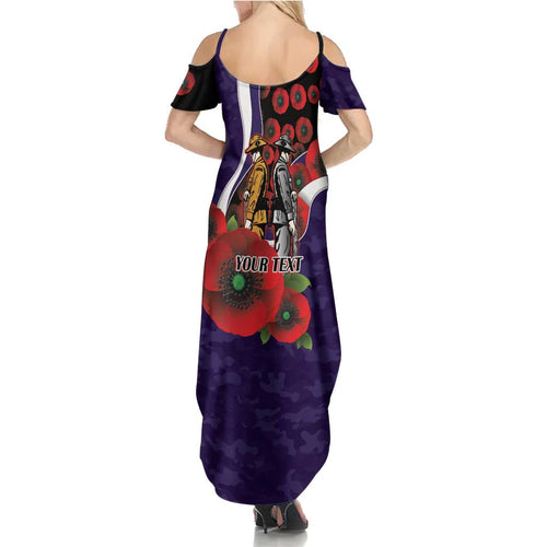 Fremantle Dockers ANZAC Personalised Family Matching Summer Maxi Dress and Hawaiian Shirt Lest We Forget Poppy Camo