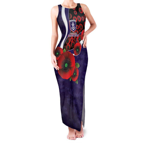 Fremantle Dockers ANZAC Personalised Family Matching Tank Maxi Dress and Hawaiian Shirt Lest We Forget Poppy Camo