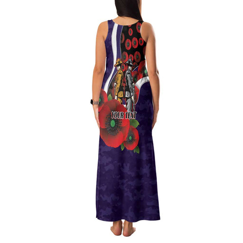Fremantle Dockers ANZAC Personalised Family Matching Tank Maxi Dress and Hawaiian Shirt Lest We Forget Poppy Camo