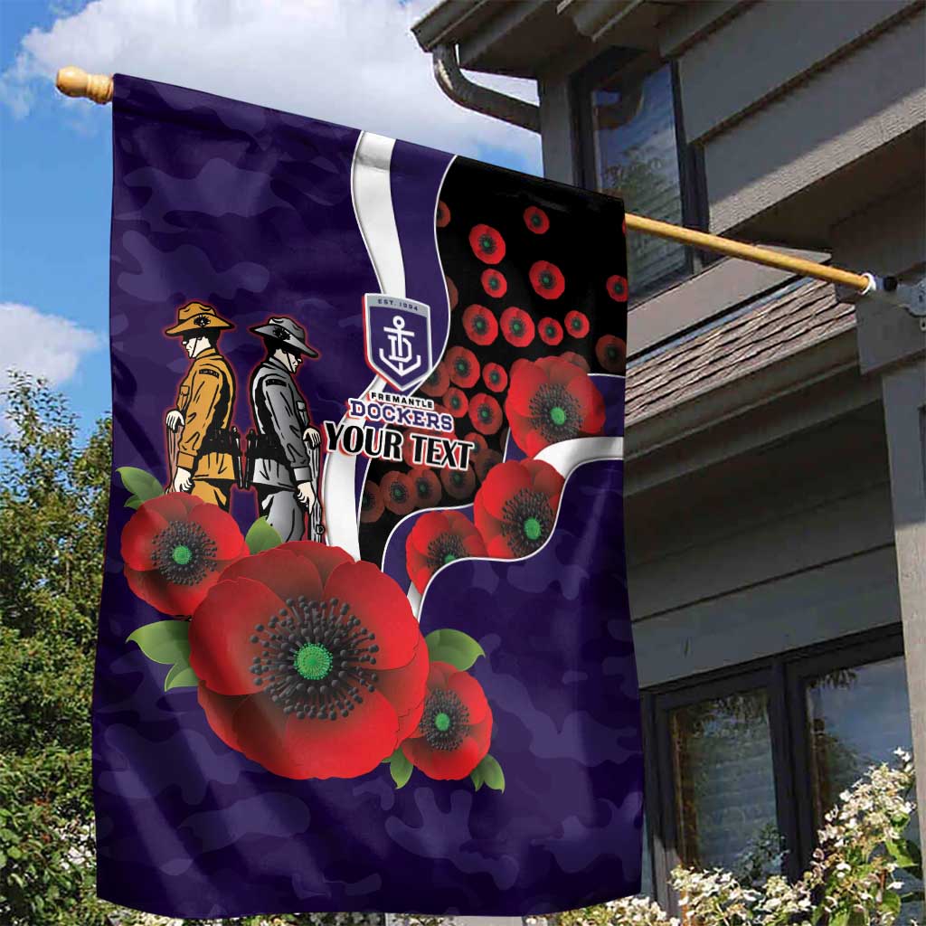 Fremantle Dockers ANZAC Personalised Garden Flag Lest We Forget Poppy Camo