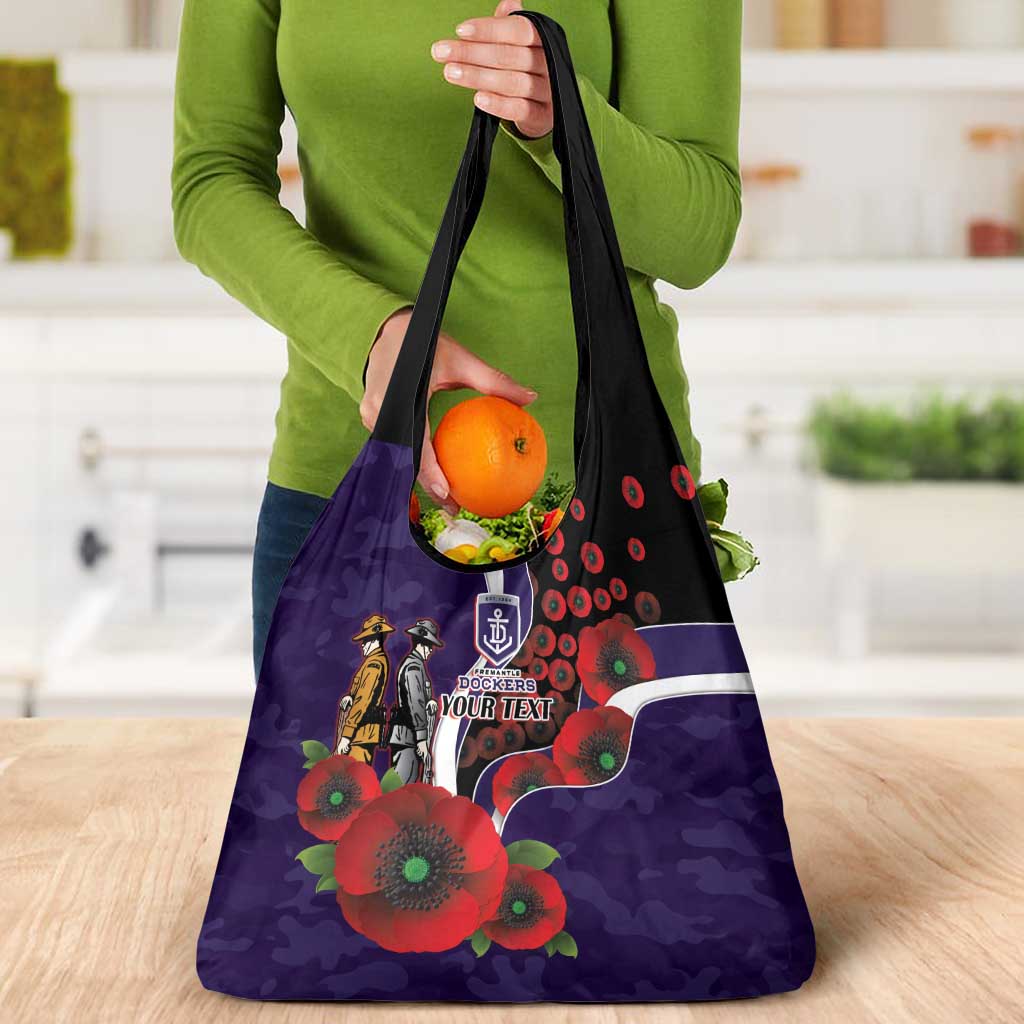 Fremantle Dockers ANZAC Personalised Grocery Bag Lest We Forget Poppy Camo