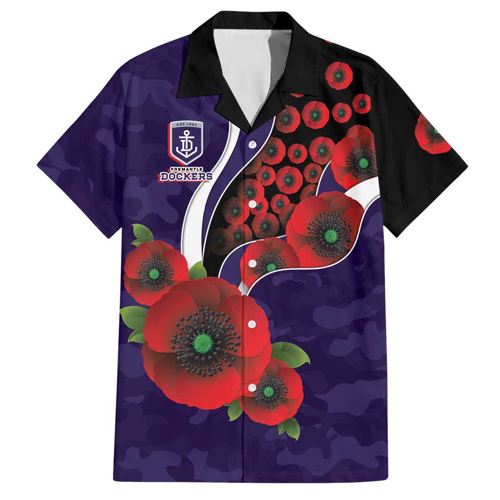 Fremantle Dockers ANZAC Personalised Hawaiian Shirt Lest We Forget Poppy Camo