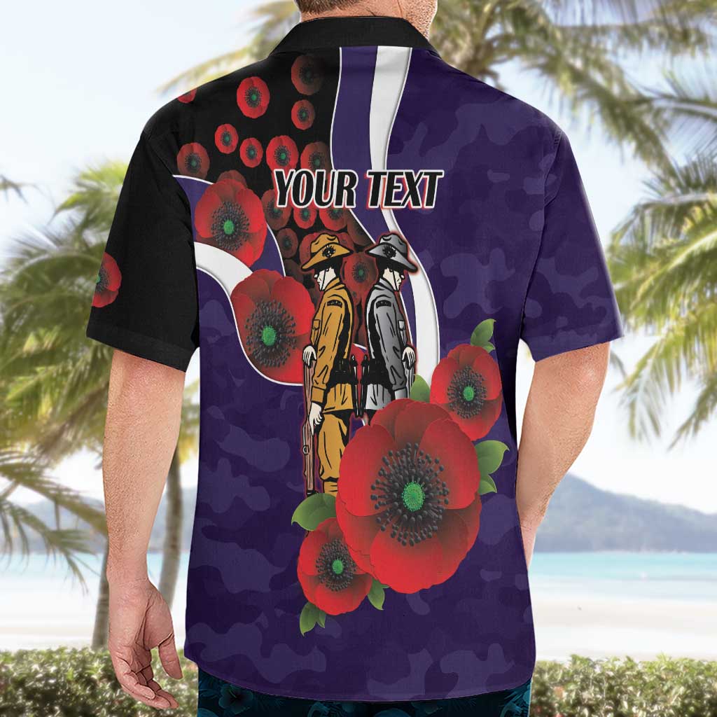 Fremantle Dockers ANZAC Personalised Hawaiian Shirt Lest We Forget Poppy Camo