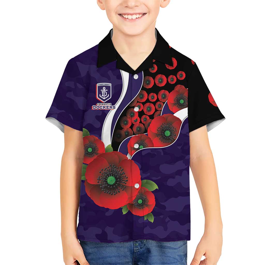 Fremantle Dockers ANZAC Personalised Hawaiian Shirt Lest We Forget Poppy Camo