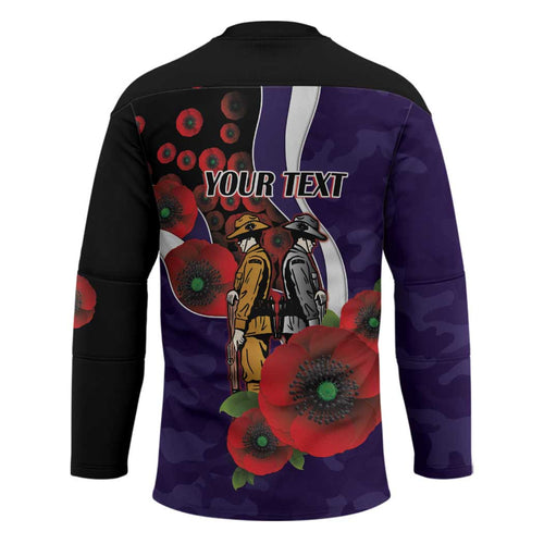 Fremantle Dockers ANZAC Personalised Hockey Jersey Lest We Forget Poppy Camo
