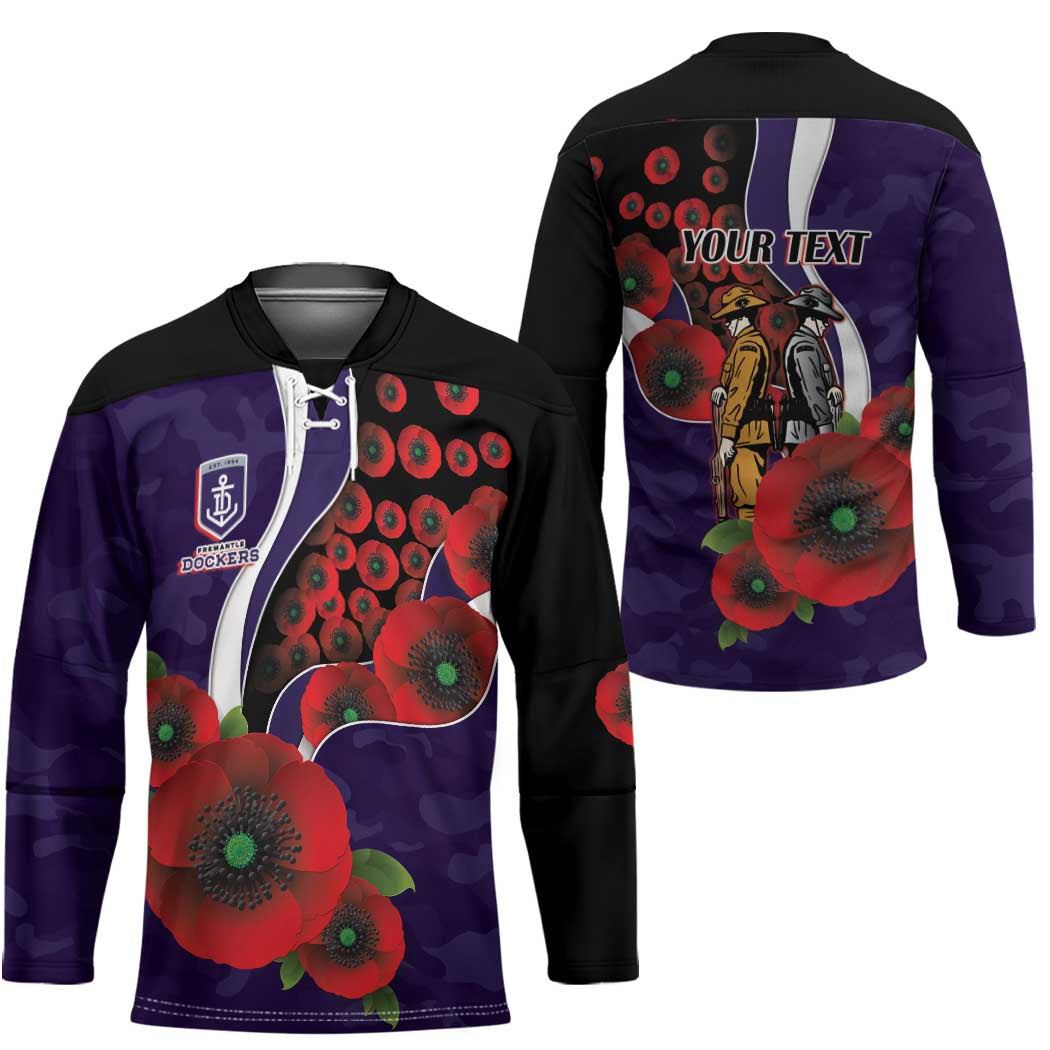 Fremantle Dockers ANZAC Personalised Hockey Jersey Lest We Forget Poppy Camo
