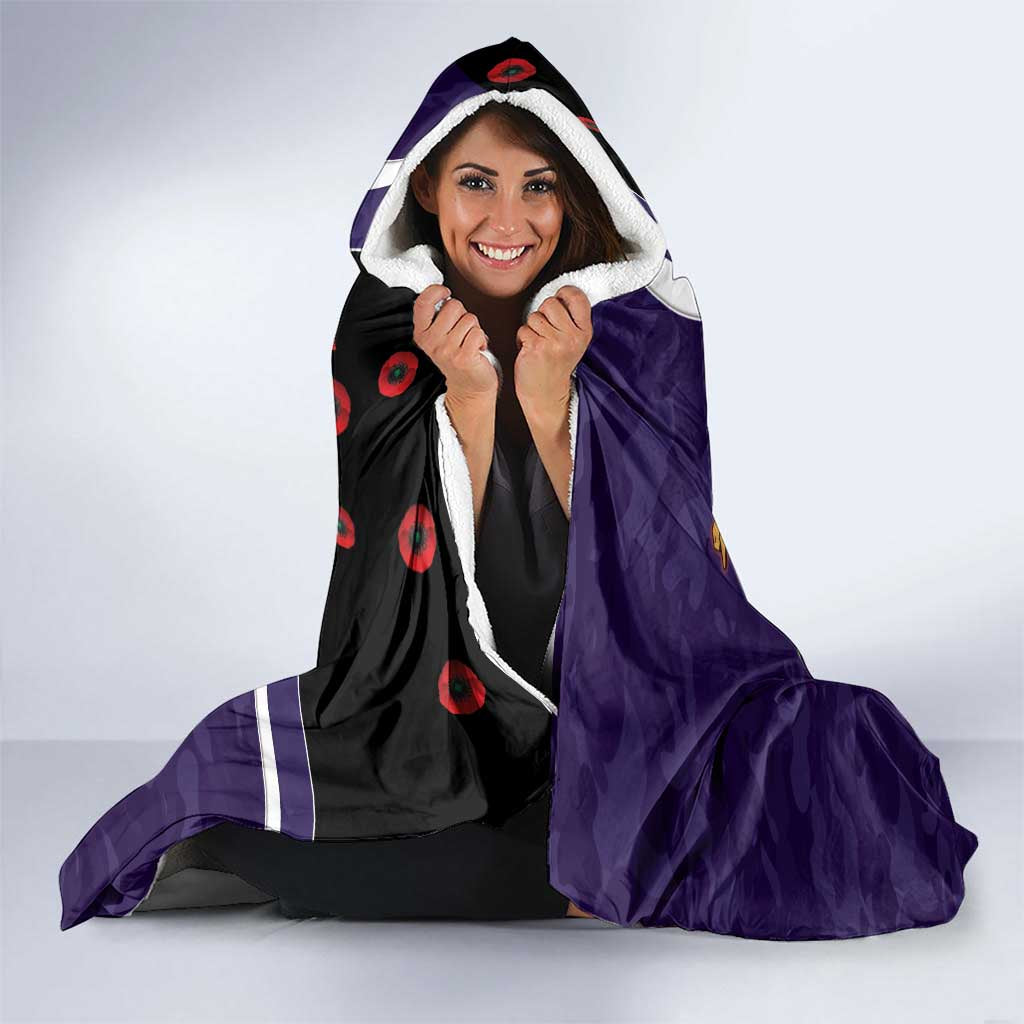 Fremantle Dockers ANZAC Personalised Hooded Blanket Lest We Forget Poppy Camo