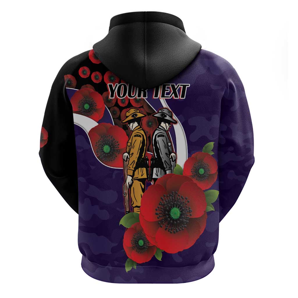 Fremantle Dockers ANZAC Personalised Hoodie Lest We Forget Poppy Camo