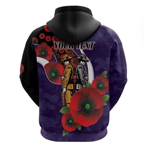Fremantle Dockers ANZAC Personalised Hoodie Lest We Forget Poppy Camo