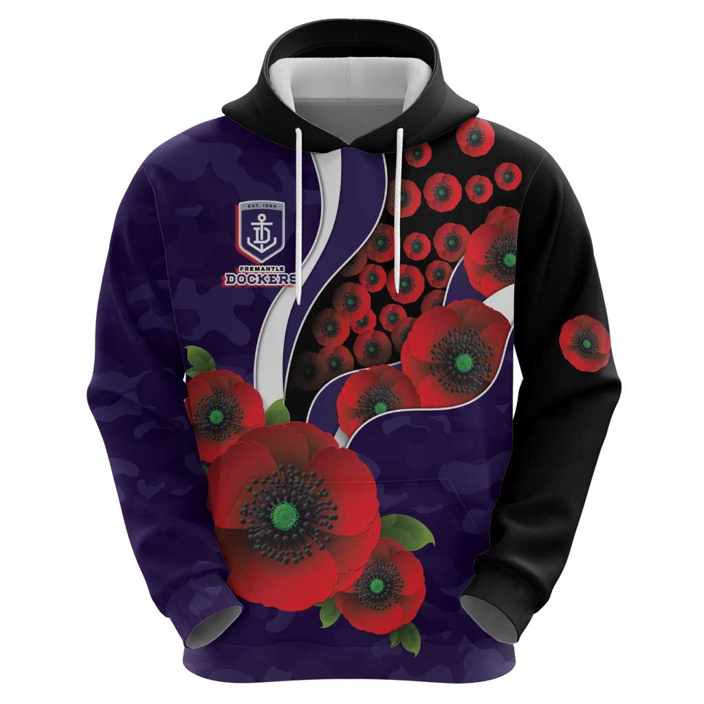 Fremantle Dockers ANZAC Personalised Hoodie Lest We Forget Poppy Camo