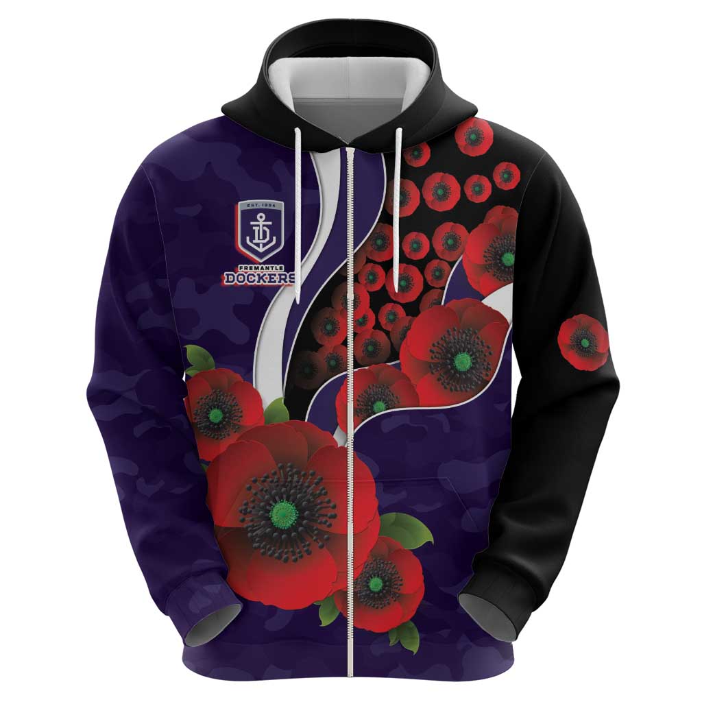Fremantle Dockers ANZAC Personalised Hoodie Lest We Forget Poppy Camo