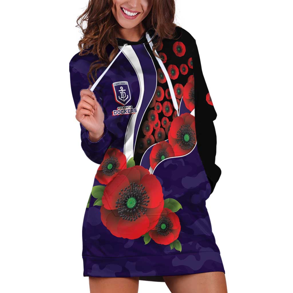 Fremantle Dockers ANZAC Personalised Hoodie Dress Lest We Forget Poppy Camo
