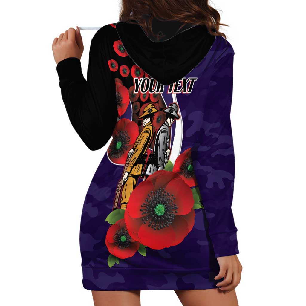 Fremantle Dockers ANZAC Personalised Hoodie Dress Lest We Forget Poppy Camo
