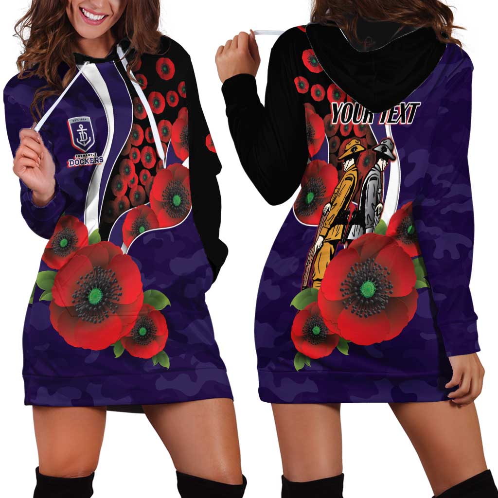 Fremantle Dockers ANZAC Personalised Hoodie Dress Lest We Forget Poppy Camo