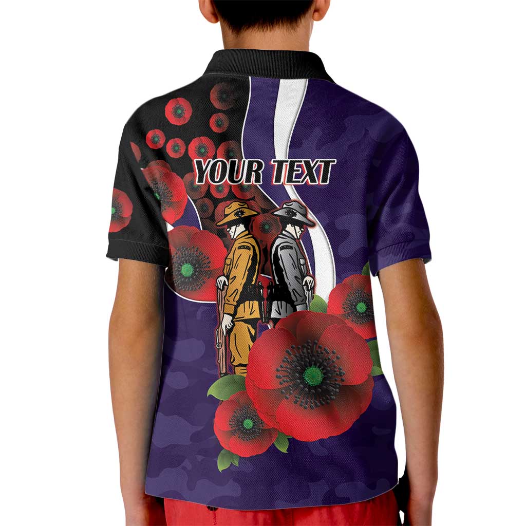 Fremantle Dockers ANZAC Personalised Kid Polo Shirt Lest We Forget Poppy Camo