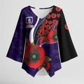 Fremantle Dockers ANZAC Personalised Kimono Sleeve Blouse Lest We Forget Poppy Camo