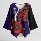 Fremantle Dockers ANZAC Personalised Kimono Sleeve Blouse Lest We Forget Poppy Camo