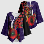 Fremantle Dockers ANZAC Personalised Kimono Sleeve Blouse Lest We Forget Poppy Camo