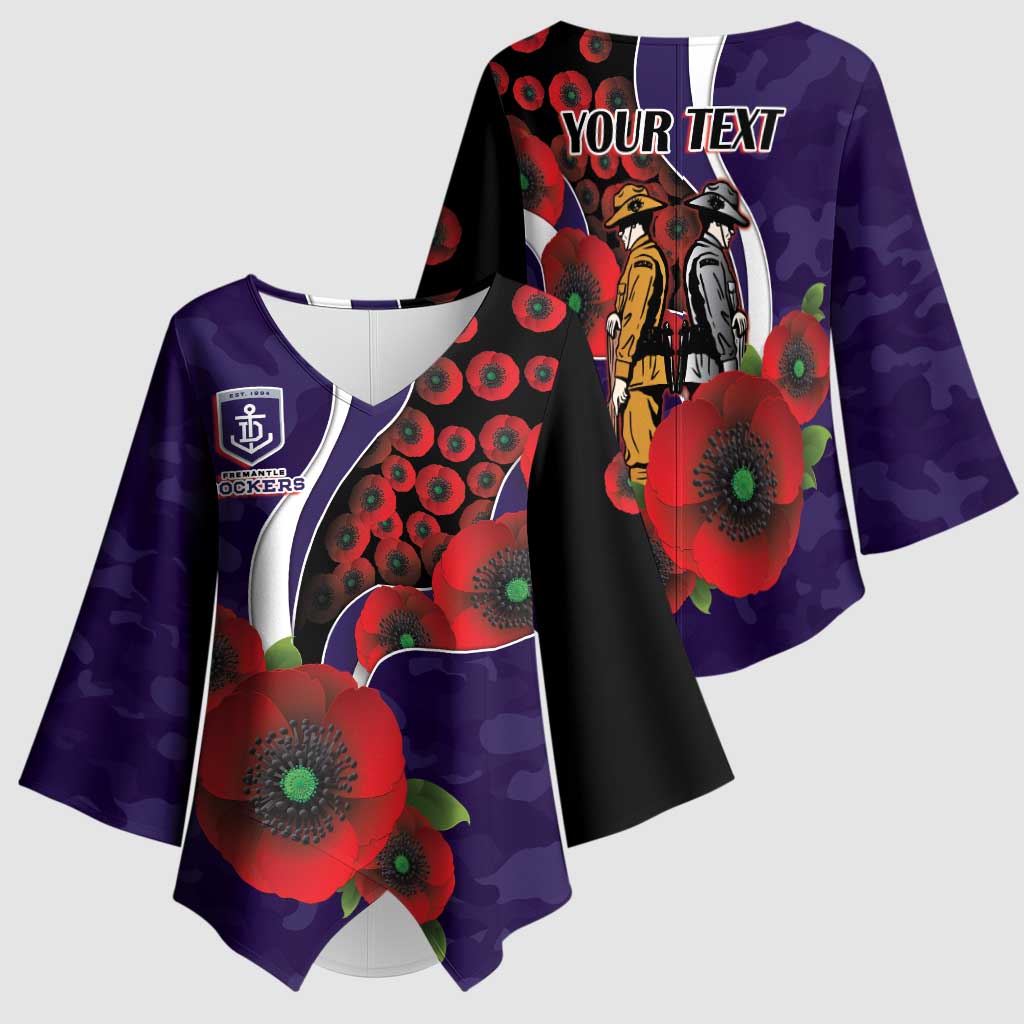 Fremantle Dockers ANZAC Personalised Kimono Sleeve Blouse Lest We Forget Poppy Camo