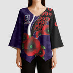 Fremantle Dockers ANZAC Personalised Kimono Sleeve Blouse Lest We Forget Poppy Camo