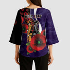 Fremantle Dockers ANZAC Personalised Kimono Sleeve Blouse Lest We Forget Poppy Camo