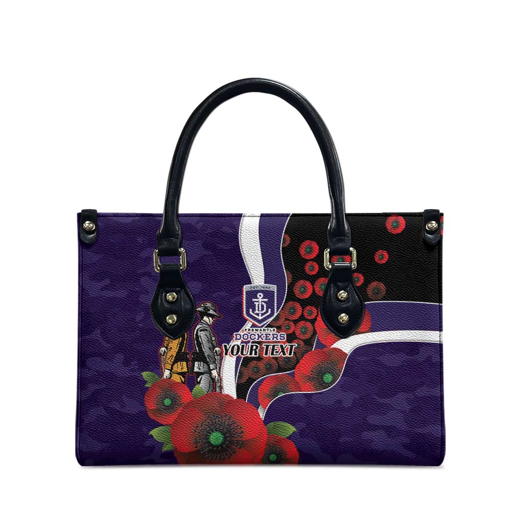 Fremantle Dockers ANZAC Personalised Leather Bag Lest We Forget Poppy Camo