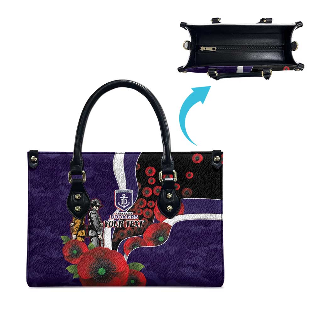 Fremantle Dockers ANZAC Personalised Leather Bag Lest We Forget Poppy Camo