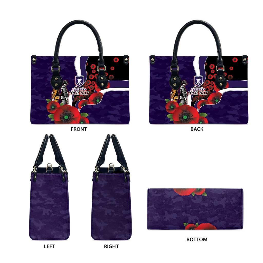 Fremantle Dockers ANZAC Personalised Leather Bag Lest We Forget Poppy Camo